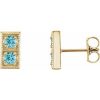 14K Yellow Natural Blue Zircon Two-Stone Earrings