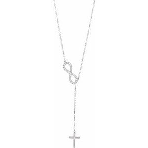 14K White 1/5 CTW Natural Diamond Infinity-Inspired Cross 18″ Necklace