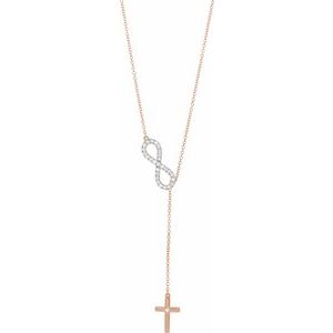 14K Rose 1/5 CTW Natural Diamond Infinity-Inspired Cross 18″ Necklace