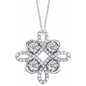 14K White 1/3 CTW Natural Diamond Clover 18″ Necklace