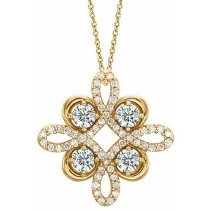 14K Yellow 1/3 CTW Natural Diamond Clover 18″ Necklace