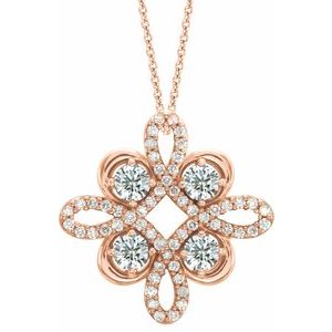 14K Rose 1/3 CTW Natural Diamond Clover 18″ Necklace