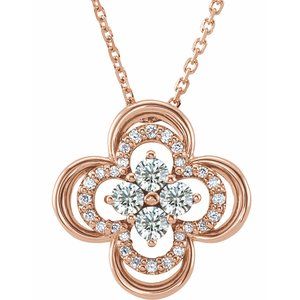 14K Rose 1/3 CTW Natural Diamond Clover 18″ Necklace