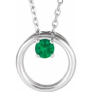 Platinum Lab-Grown Emerald Circle 16-18″ Necklace