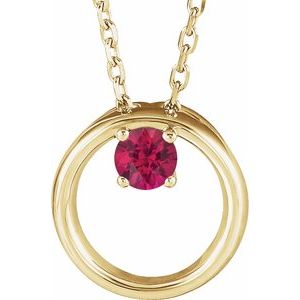 14K Yellow Natural Ruby Circle 16-18″ Necklace