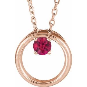 Lab-Grown Ruby Circle Necklace