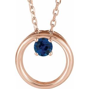 Lab-Grown Blue Sapphire Circle Necklace