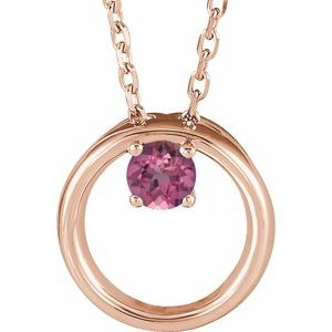 Natural Pink Tourmaline Circle Necklace