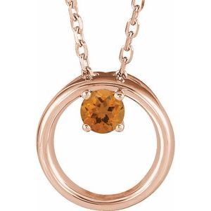 Natural Citrine Circle Necklace