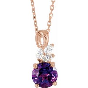 Natural Amethyst And 1/10 Ctw Natural Diamond Necklace