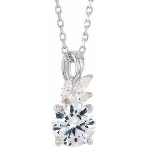 Natural White Sapphire And 1/10 Ctw Natural Diamond Necklace