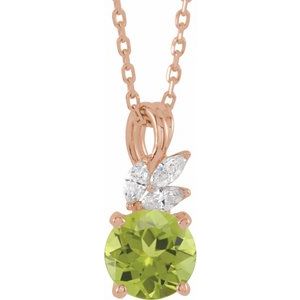 Natural Peridot And 1/10 Ctw Natural Diamond Necklace