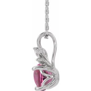 Natural Pink Tourmaline And 1/10 Ctw Natural Diamond Necklace