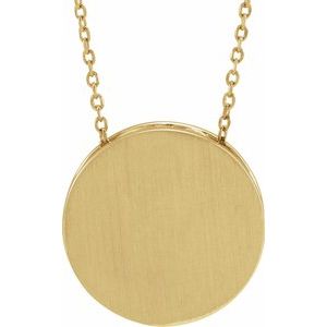 14K Yellow Engravable Disc 16-18″ Necklace