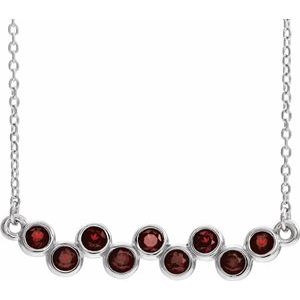 Natural Mozambique Garnet Bar Necklace