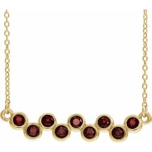 14K Yellow Natural Mozambique Garnet Bezel-Set Bar 16-18″ Necklace