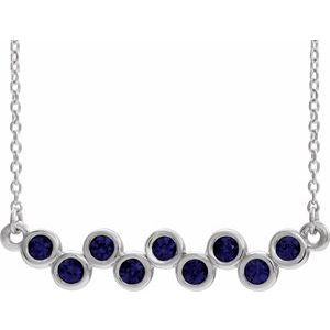 Lab-Grown Blue Sapphire Bar Necklace