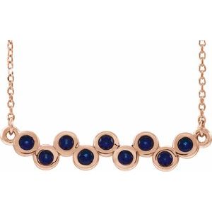 Natural Blue Sapphire Bar Necklace