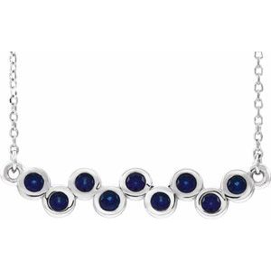 Lab-Grown Blue Sapphire Bar Necklace