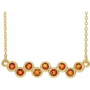 14K Yellow Natural Citrine Bezel-Set Bar 16-18″ Necklace