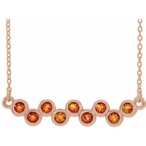 14K Rose Natural Citrine Bezel-Set Bar 16-18″ Necklace