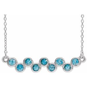 Natural Blue Zircon Bar Necklace