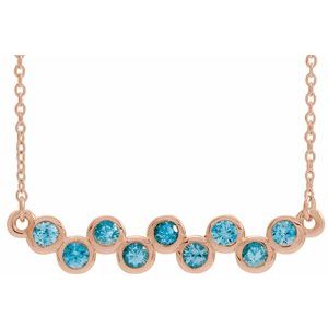 Natural Blue Zircon Bar Necklace