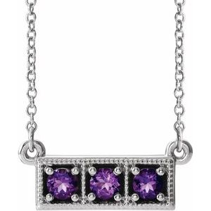 Natural Amethyst Bar Necklace