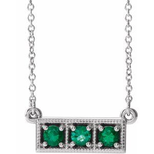 Lab-Grown Emerald Bar Necklace