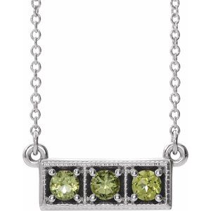 Natural Peridot Bar Necklace