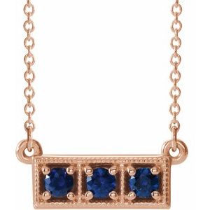 Lab-Grown Blue Sapphire Bar Necklace