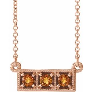 Natural Citrine Bar Necklace