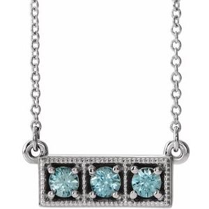 Natural Blue Zircon Bar Necklace