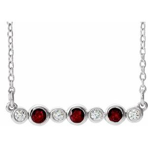 Natural Mozambique Garnet And .08 Ctw Natural Diamond Necklace