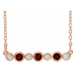 Natural Mozambique Garnet And .08 Ctw Natural Diamond Necklace