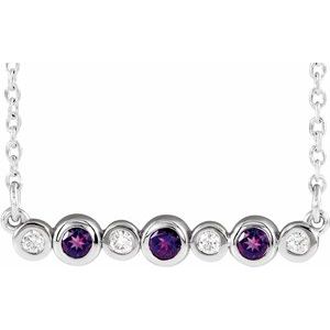 Natural Amethyst And .08 Ctw Natural Diamond Necklace