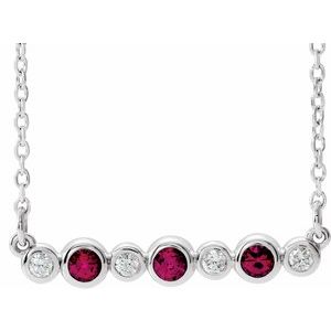 Lab-Grown Ruby And .08 Ctw Natural Diamond Necklace