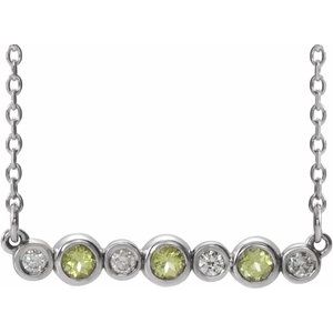 Natural Peridot And .08 Ctw Natural Diamond Necklace