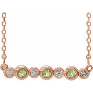 Natural Peridot And .08 Ctw Natural Diamond Necklace