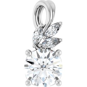 Platinum Natural White Sapphire & 1/10 CTW Natural Diamond Pendant