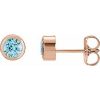 14K Rose Natural Aquamarine Bezel-Set Earrings