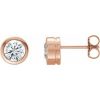 14K Rose Natural White Sapphire Bezel-Set Earrings