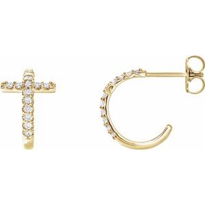 1/4 Ctw Natural Diamond Cross Hoop Earrings