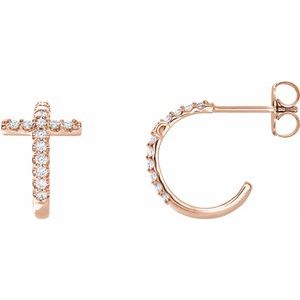 1/4 Ctw Natural Diamond Cross Hoop Earrings