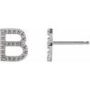 14K White Single Initial B Earring Mounting