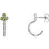 Natural Peridot And 1/4 Ctw Natural Diamond J-Hoop Earrings