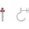 Platinum Natural Ruby & 1/4 CTW Natural Diamond J-Hoop Earrings