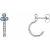 Platinum Natural Aquamarine & 1/4 CTW Natural Diamond J-Hoop Earrings