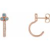 14K Rose Natural Blue Zircon & 1/4 CTW Natural Diamond J-Hoop Earrings