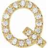 14K Yellow .07 CTW Natural Diamond Initial Q Earring